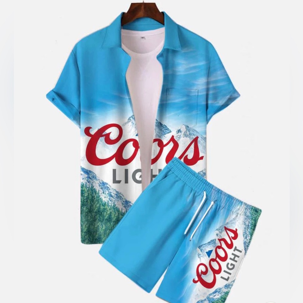 Coors Hawaiian Retro Contrast Printed Shirt Short Sleeve & Shorts Set size XXL